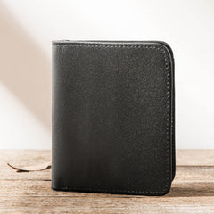 Black Cool Leather Mens Small Wallet billfold Wallet Bifold Vintage SLim Wallet for Men - iwalletsmen