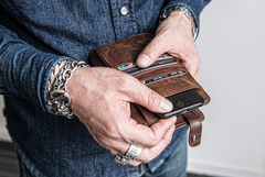 Genuine Leather Mens Cool billfold Leather Wallet Men Cards Wallets Bifold for Men