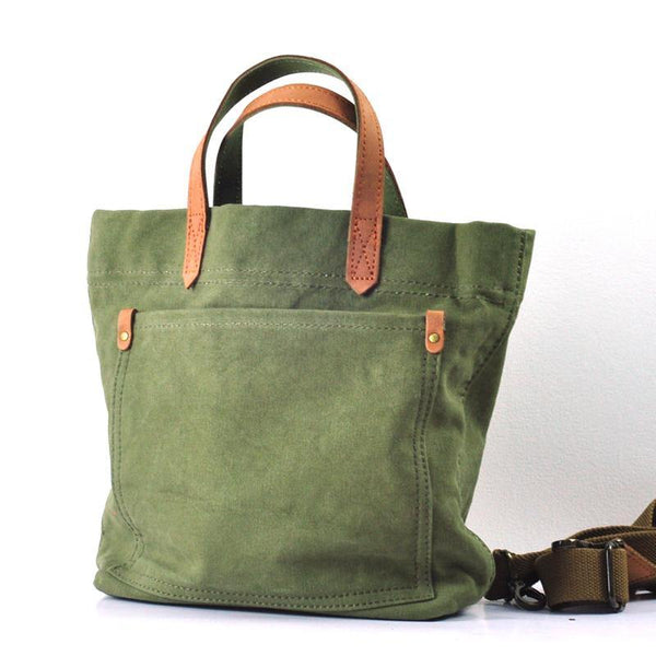 Simple Leather Canvas Womens Mens Small Tote Shoulder Bag Messenger Bag Canvas Handbag For Men Women - iwalletsmen