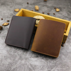 Cool Leather Mens Small Vertical Bifold Wallet billfold Wallet Horizontal Front Pocket Wallets for Men - iwalletsmen