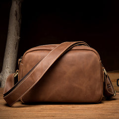 Coffee Cool Leather Side Bag Small Postman Bag Messenger Bag Courier Bag for Men - iwalletsmen