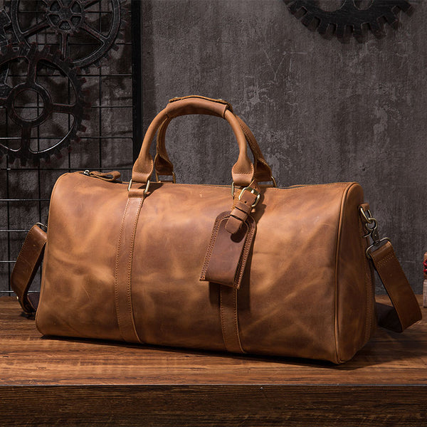 Cool Leather Mens Overnight Bag Weekender Bags Vintage Travel Bags Duffle Bags for Men - iwalletsmen