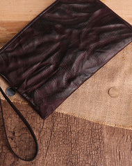COFFEE Small MENS LEATHER SLIM ZIPPER CLUTCH WRISTLET PURSE BAG CLUTCH BAG FOR MEN - iwalletsmen