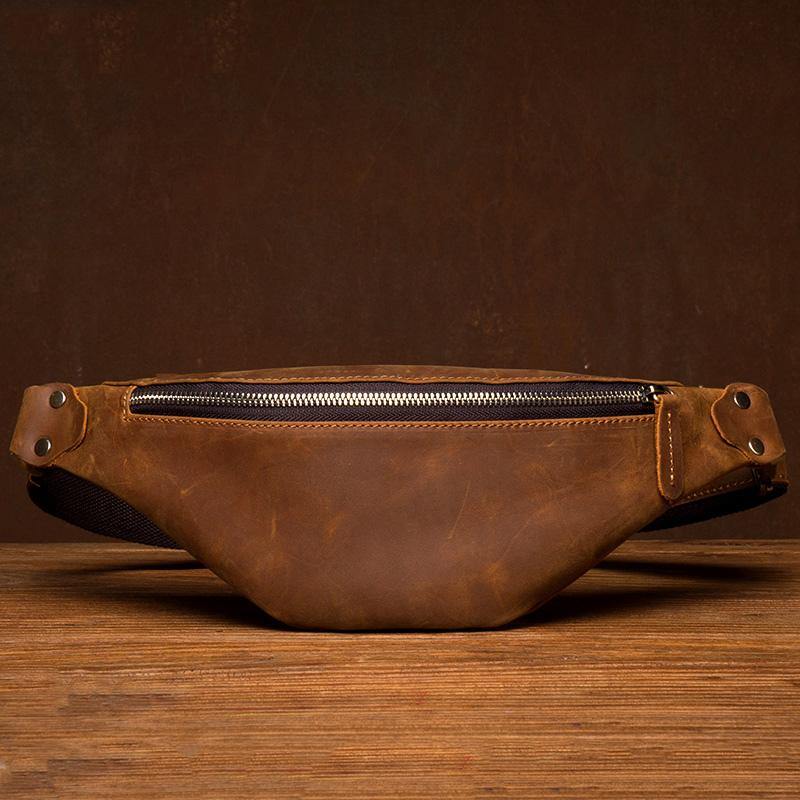 Vintage Brown Mens Leather Mens Fanny Pack Brown Waist Bag Hip Pack Belt Bag Bum bag for Men - iwalletsmen