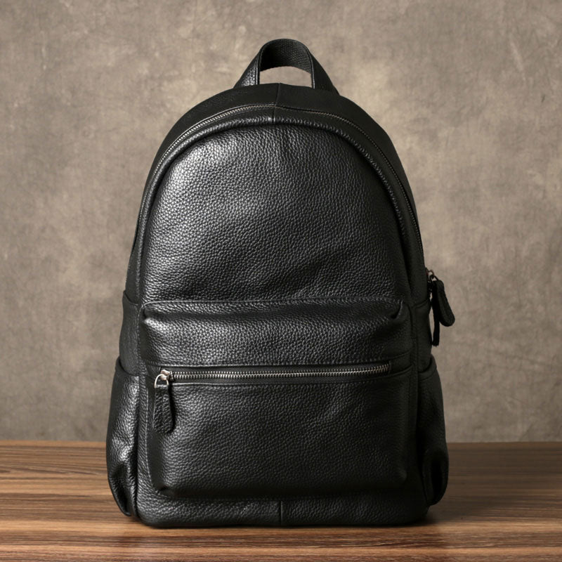 black leather backpack malaysia Genuine Leather Mens Cool Backpack Sling Bag Large Black Travel Bag Hi –  iwalletsmen