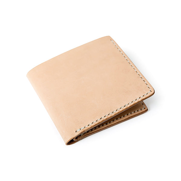 Handmade Beige Leather Mens billfold Wallet Bifold Front Pocket Small Wallet For Men - iwalletsmen