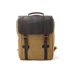 Cool Canvas Leather Mens Laptop Backpack Canvas Travel Backpack Canvas School Backpack for Men - iwalletsmen