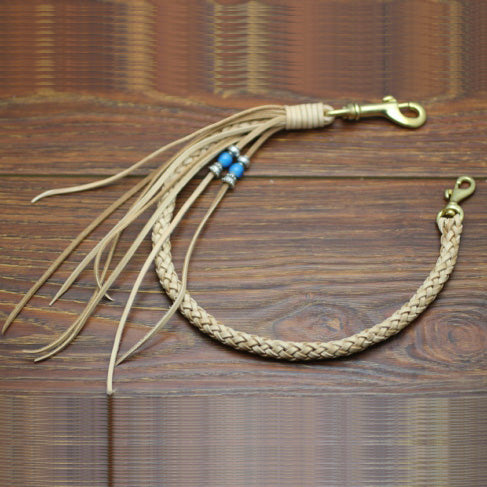 Cool Men's Handmade Black Leather Braided Pants Chain Biker Wallet Chain For Men - iwalletsmen