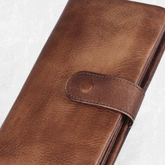Handmade Leather Mens Cool Long Leather Wallet Bifold Clutch Wallet for Men - iwalletsmen
