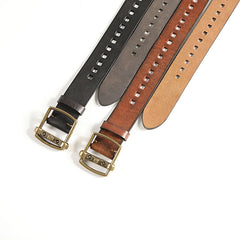 Genuine Leather Black Hollow Fashion Belt Khaki Belt Brown Long Belt Slim Belt for Men - iwalletsmen