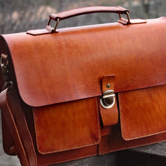 Cool Brown Handmade Leather Mens Briefcase Messenger Bag School Bag for men - iwalletsmen