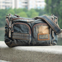 Denim Messenger Bag Womens Denim Crossbody Bag Denim Shoulder Bag Mens Jean Crossbody Bag 
