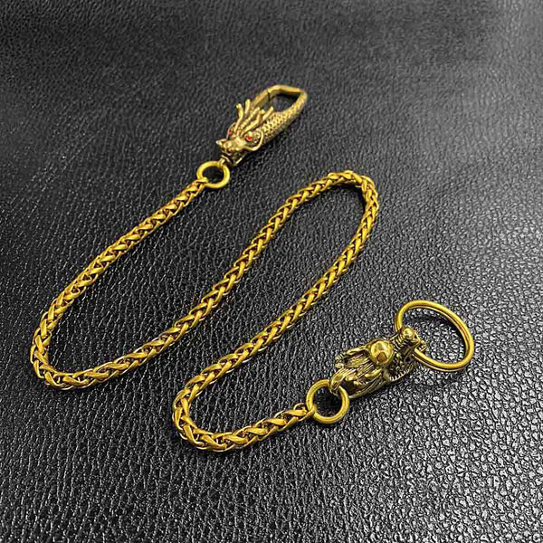 Cool Brass 18" Mens Chinese Dragon Key Chain Pants Chain Wallet Chain Motorcycle Wallet Chain for Men - iwalletsmen