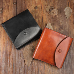 Handmade Mens Cool Black billfold Leather Wallet Men Trifold Brown Card Wallets for Men - iwalletsmen