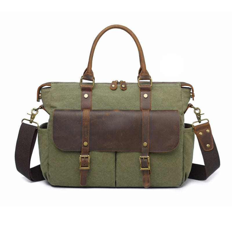 Canvas Leather Mens Womens Handbag Briefcase Bag Side Bag Travel Bag for Women - iwalletsmen