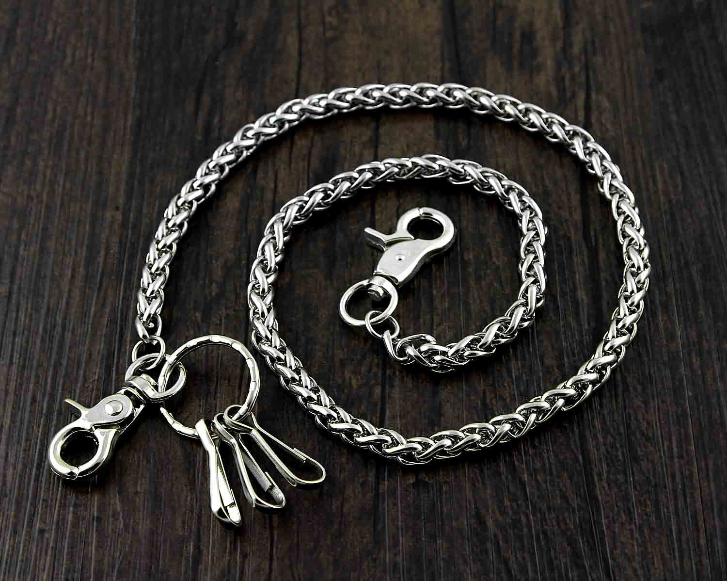 BADASS SILVER STAINLESS STEEL MENS KEY BIKER WALLET CHAIN CHAIN PANTS CHAIN WALLET CHAIN FOR MEN - iwalletsmen
