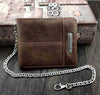 Badass Brown Leather Men's Bifold Small Biker Wallets Chain Wallet Brown Wallet with chain For Men - iwalletsmen