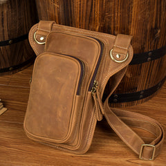Brown Leather 8 inches Mens Small Messenger Bags Chest Bags Sling Bags for Men - iwalletsmen