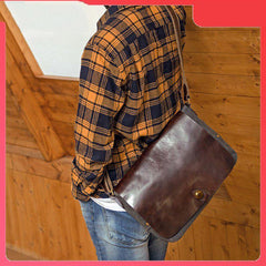 Cool Black Canvas Leather Mens Brown Courier Bag Messenger Bags Casual Postman Bags for Men - iwalletsmen
