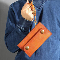 Tan Leather Mens Cool Trifold Chain Wallet Long Leather Chain Wallet Biker Wallet for Men - iwalletsmen