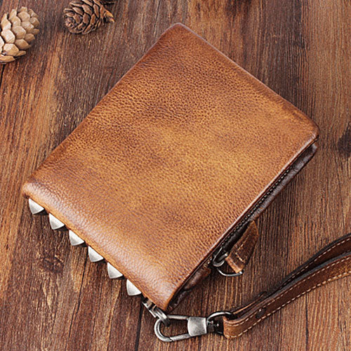 Handmade Leather Mens Chain Biker Wallet Cool Leather Wallet Wrist Wallets for Men - iwalletsmen