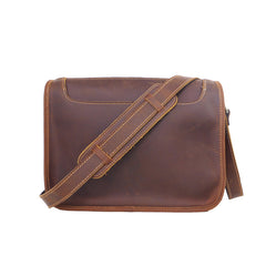 Handmade Dark Coffee Leather Mens 10 inches Courier Bag Brown Messenger Bags Dark Brown Postman Bags For Men - iwalletsmen