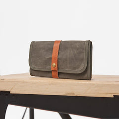Cool Canvas Large Mens Trifold Clutch Wallet Canvas Long Casual Clutch Purse For Men - iwalletsmen