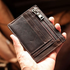 Ultra Thin Leather Mens Front Pocket Wallet Slim billfold Wallet License Small Wallet For Men - iwalletsmen