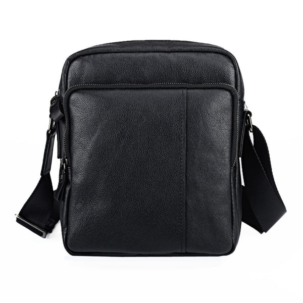 BADASS Black LEATHER MENS Small Ipad SHOULDER BAG SIDE BAG COURIER BAG MESSENGER BAG FOR MEN - iwalletsmen