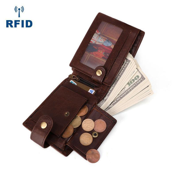 Small Trifold Leather Mens Wallet Brown Wallet Trifold Wallet Driver's License Wallet for Men - iwalletsmen