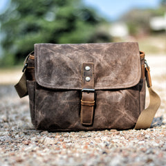 Cool Waxed Canvas Leather Mens Casual Waterproof Messenger Bag Camera Bag Side Bag For Men - iwalletsmen