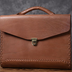 Handmade Leather Mens Cool Messenger Bag Briefcase Work Bag Business Bag for men