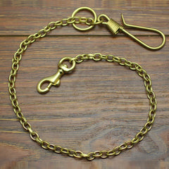 Cool Men's Handmade Gold Brass U Hook Pants Chain Biker Wallet Chain For Men - iwalletsmen