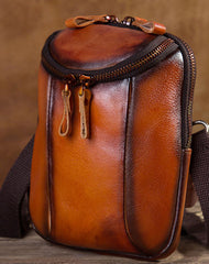 Cool Leather Tan Belt Bag Belt Pouch for Men Mini Shoulder Bag For Men - iwalletsmen