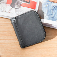 Black Leather Mens Slim Wallet Small Wallet Front Pocket Wallet Black Bifold Billfold Wallet billfold Wallet for Men - iwalletsmen