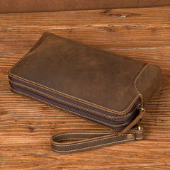 Cool Brown Mens long Wallet Wristlet Bag Clutch Wallet Envelope Wallet for Men - iwalletsmen