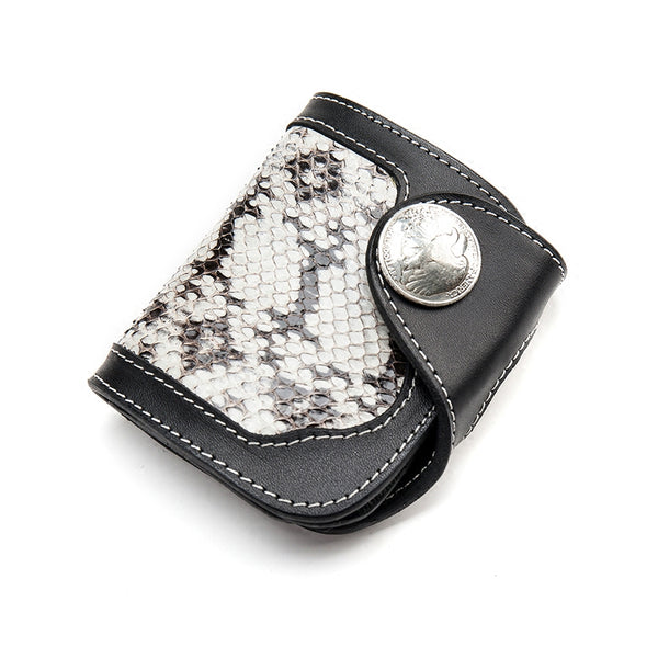 Black Leather Mens billfold Biker Wallet Bifold Small Biker Chain Wallet For Men - iwalletsmen