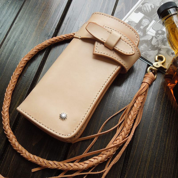 Handmade Leather Biker Wallet Mens Cool Chain Wallet Trucker Wallet with Chain