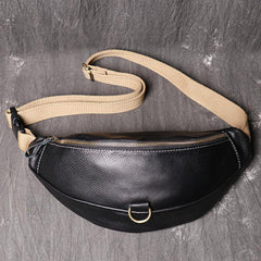 Top Leather Fanny Pack Men's Black Chest Bag Hip Bag Black Best Waist Bag For Men 2020 - iwalletsmen