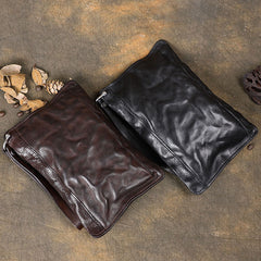 Cool Wrinkled Leather Mens Brown Long Wallet Wristlet Wallet Black Clutch Wallet for Men - iwalletsmen