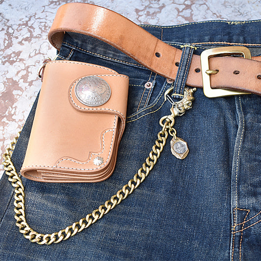 Cool Men's Pure Gold Brass Skull 18‘’ Key Chain Pants Chains Biker Wallet Chain For Men - iwalletsmen