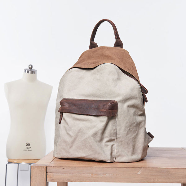 Cool Gray Canvas Travel Bag Mens Backpack Canvas Canvas School Bag for Men - iwalletsmen