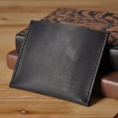 Handmade Mens Cool billfold Leather Wallet Men Small Card Slim Wallets Bifold for Men