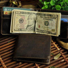 Cool Leather Mens Slim Small Wallet Money Clip Front Pocket Wallet for Men - iwalletsmen