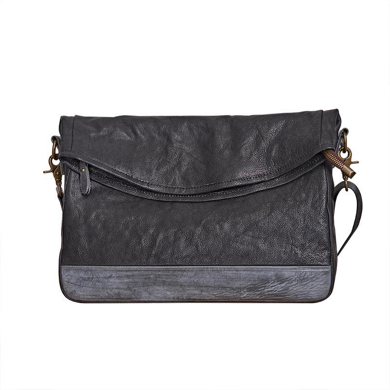 Cool Mens Black Leather Courier Bags Side Bags Leather Messenger Bags Postman Bag for Men - iwalletsmen