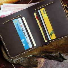 Handmade Leather Mens Cool Slim Leather Wallet Men billfold Wallets Bifold for Men