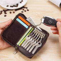 Cool Brown Leather Men's Car Key Wallet billfold Small Key Wallet For Men - iwalletsmen