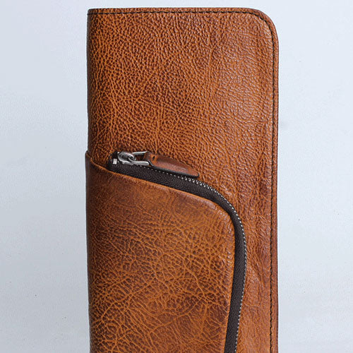 Handmade Leather Mens Cool Long Leather Wallet Zipper Phone Clutch Wallet - iwalletsmen