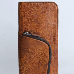 Handmade Leather Mens Cool Long Leather Wallet Zipper Phone Clutch Wallet - iwalletsmen