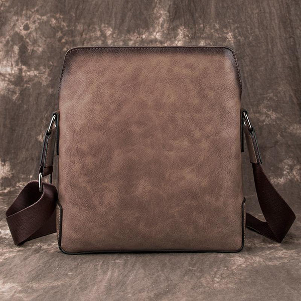 Vintage Coffee LEATHER MEN'S Small Side bag Brown Vertical Phone Bag MESSENGER BAG Courier Bag FOR MEN - iwalletsmen